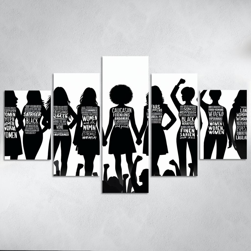 Voices of Change Empowering Women through Art 5 Piece HD Canvas Wall Art-Original Frame