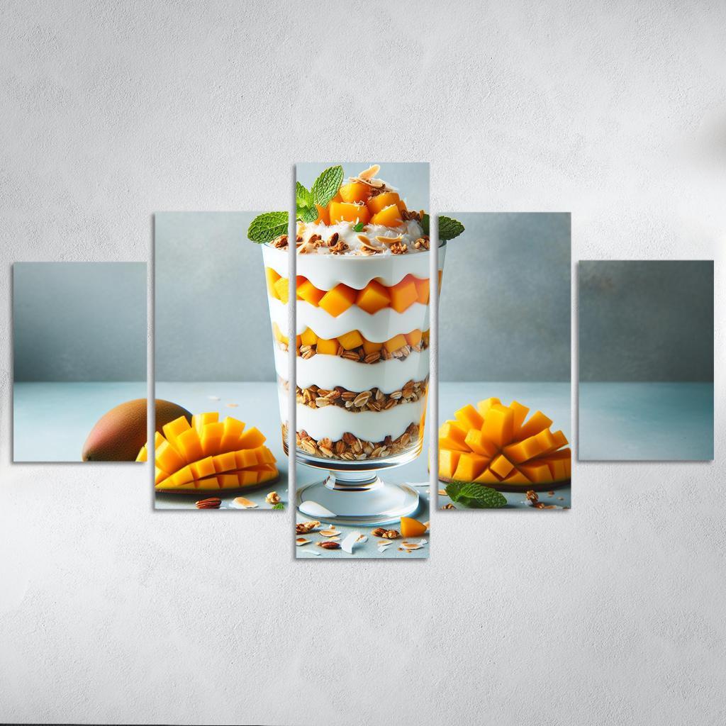 Creamy Coconut Mango Parfait 5 Piece HD Canvas Wall Art-Original Frame