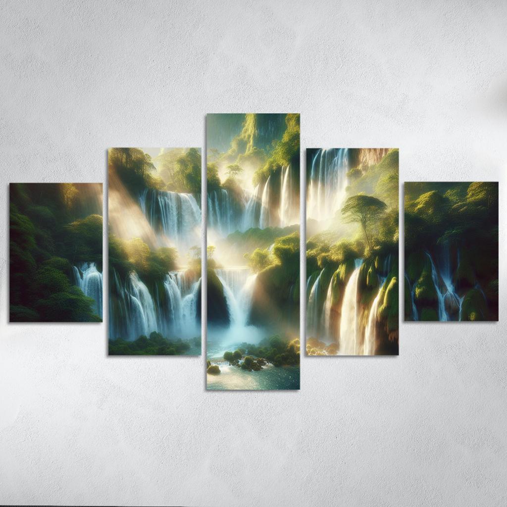 The Serene Cascades Of Crystal Falls Custom Paintings Frame