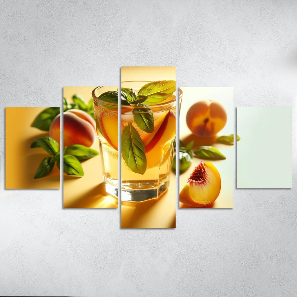 Peach Basil Infused Lemonade 5 Piece HD Canvas Wall Art-Original Frame