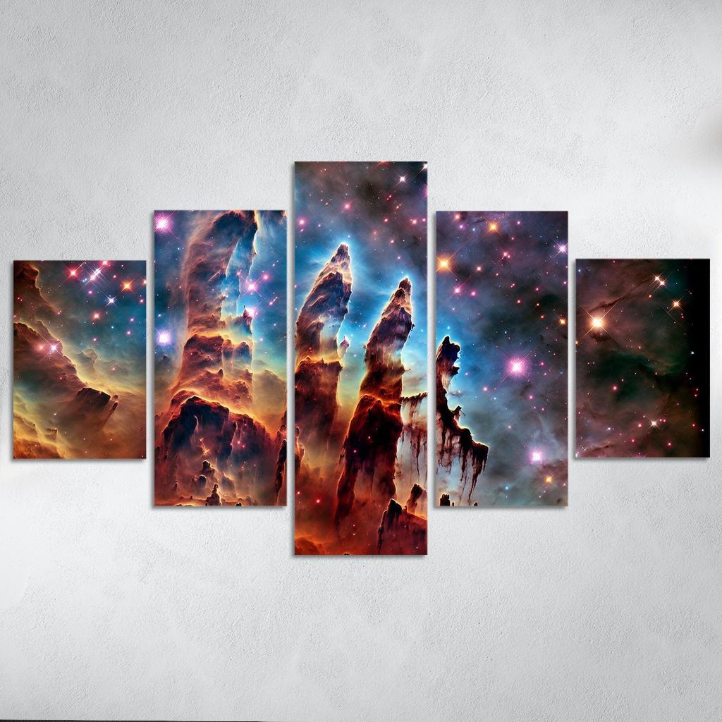 The Majestic Pillars of Creation 5 Piece HD Canvas Wall Art-Original Frame