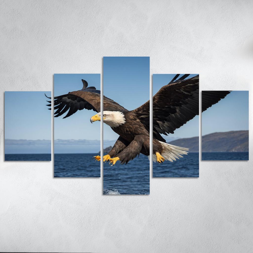 The Majestic Steller's Sea Eagle By The Sea Framed Paintings