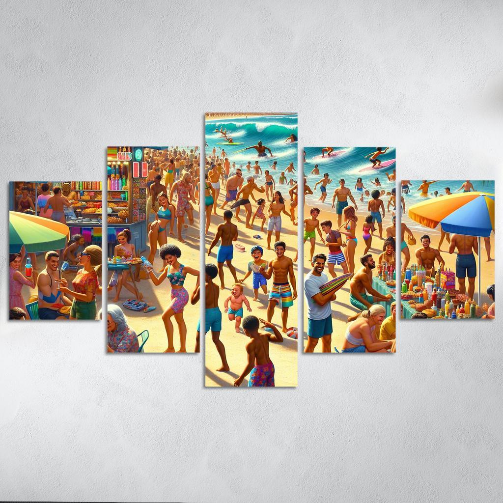Sunshine Harbor Beach Modern Paintings Frame