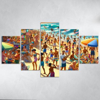 Sunshine Harbor Beach Modern Paintings Frame