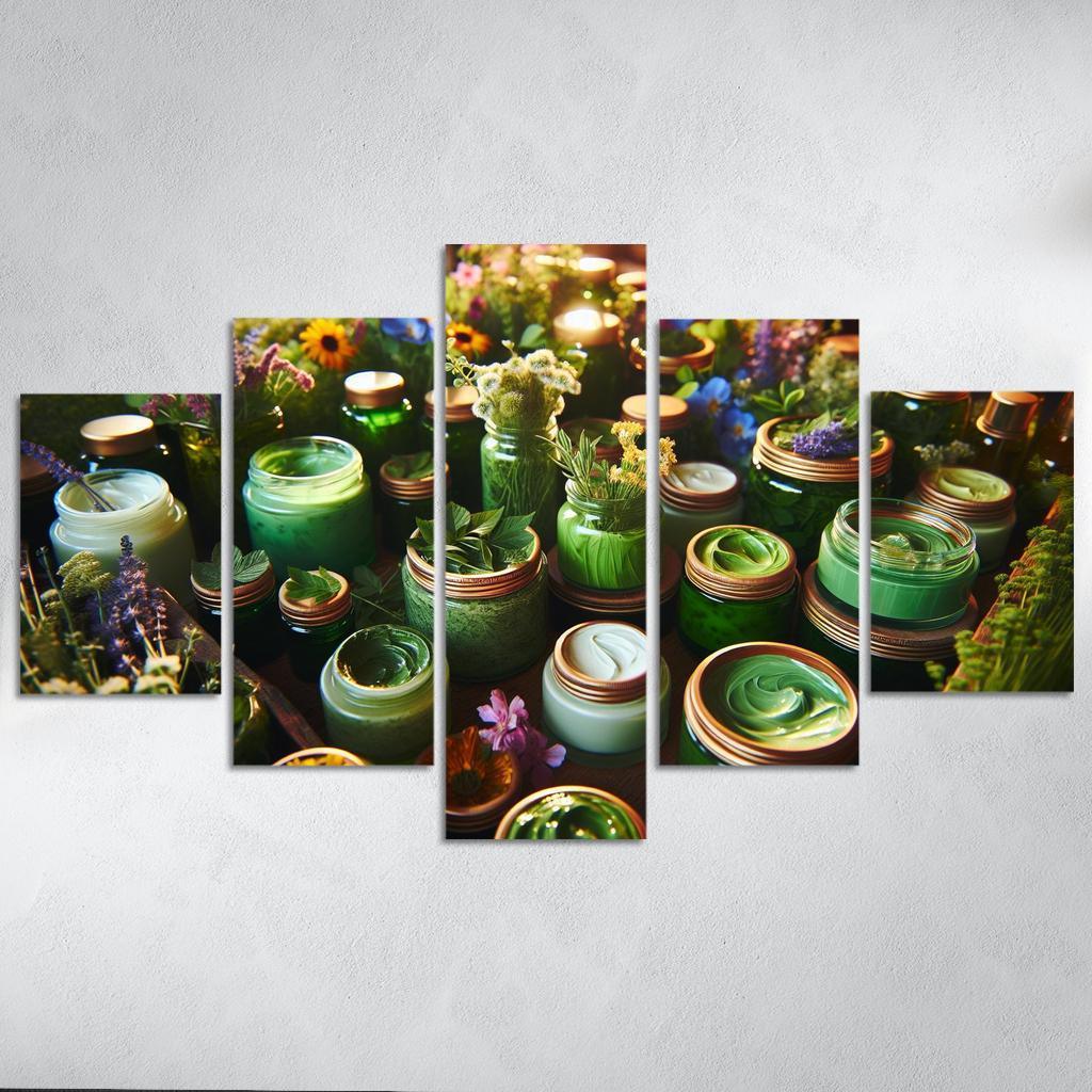 Nature-Inspired Beauty Botanical Ingredients 5 Piece HD Canvas Wall Art-Original Frame