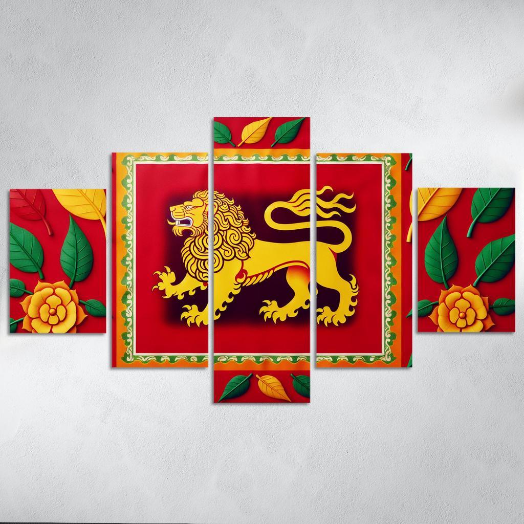 Legacy of Peace The Flag of Sri Lanka 5 Piece HD Canvas Wall Art-Original Frame