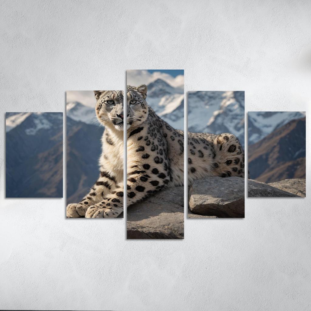 The Elusive Snow Leopard Ghost Of The Mountains Modern Paintings Frame