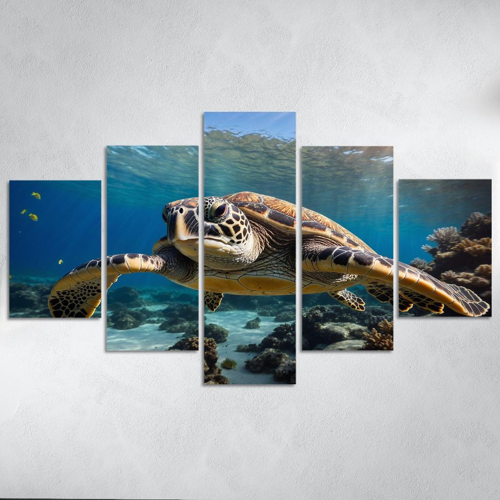 The Graceful Sea Turtle Ancient Traveler Of The Oceans Modern Paintings Frame