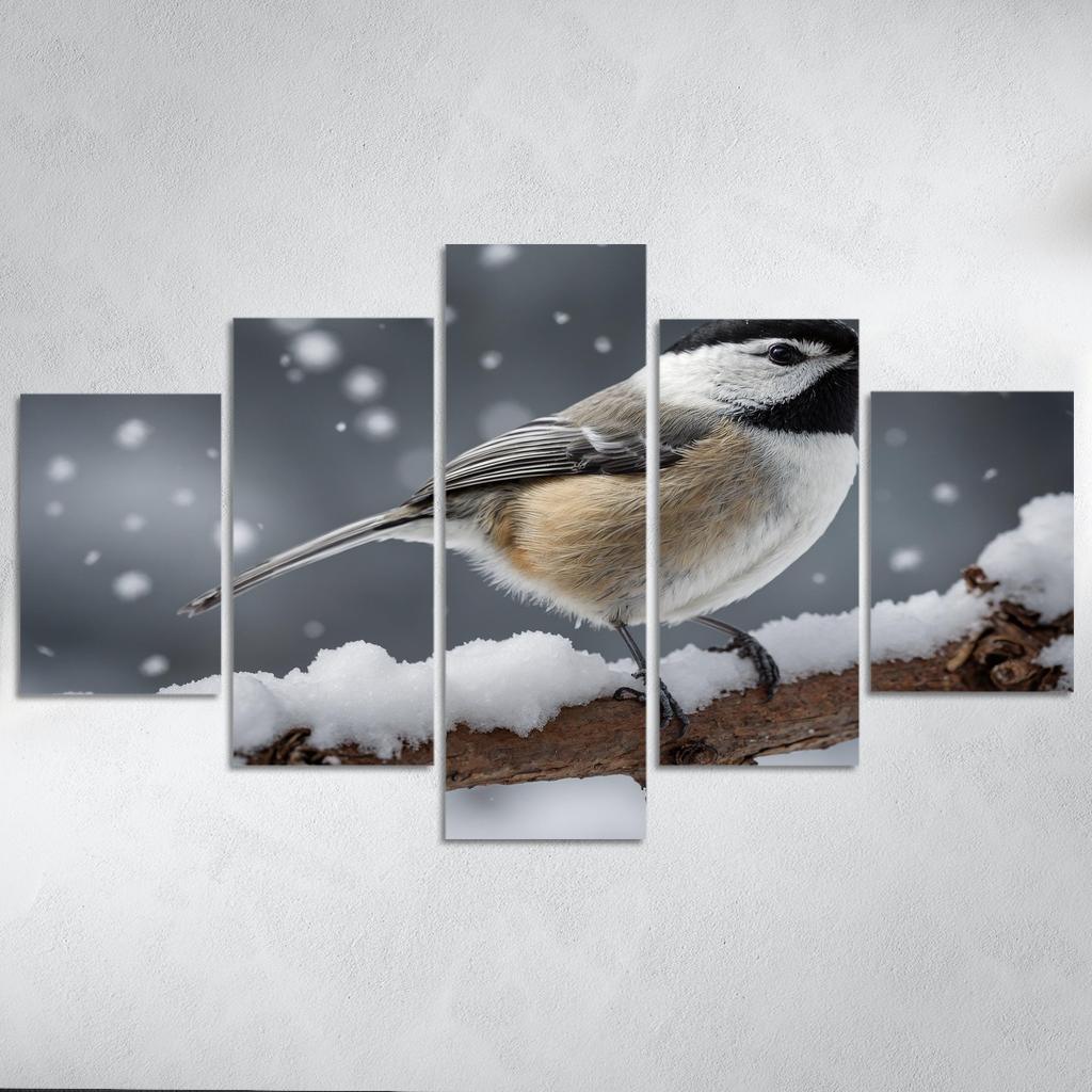 The Elegant Black-capped Chickadee In The Winter Canvas Paintings Frame
