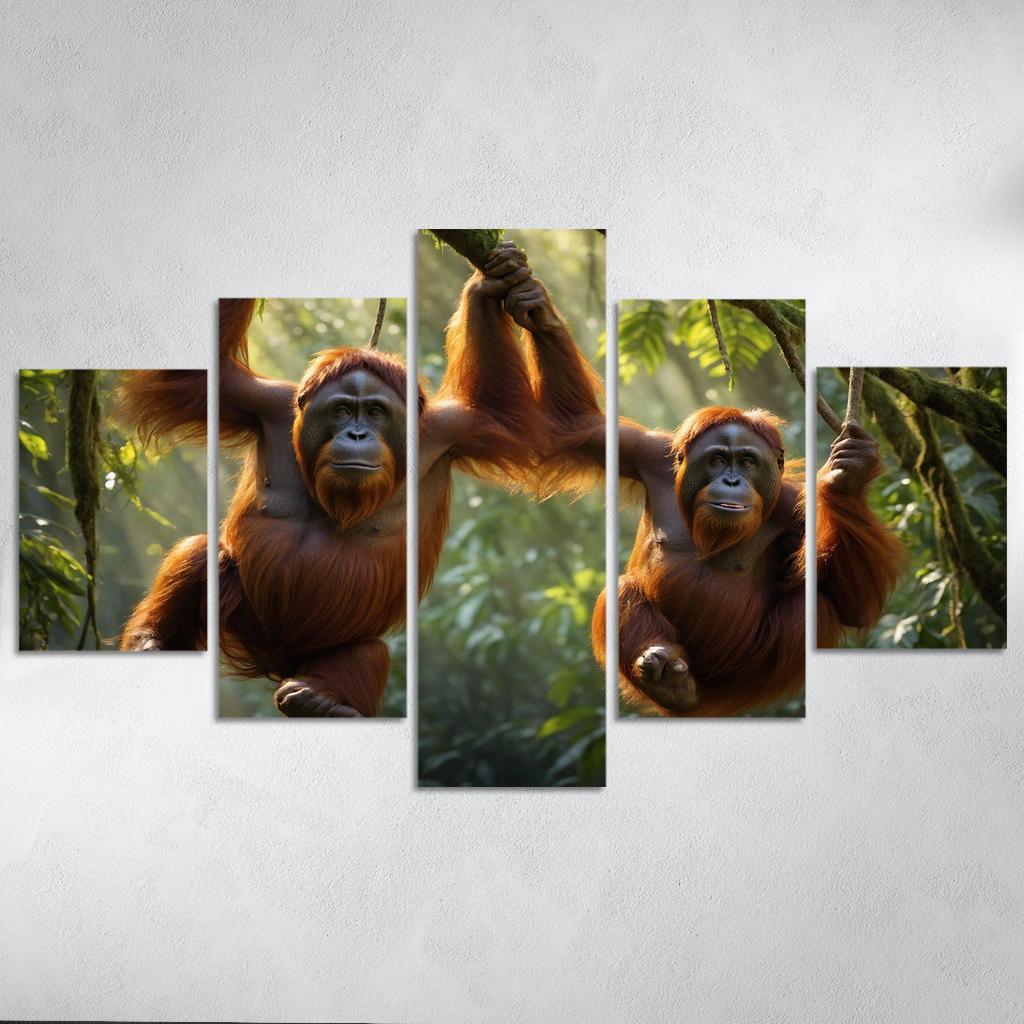The Majestic Bornean Orangutan Multi-panel Paintings