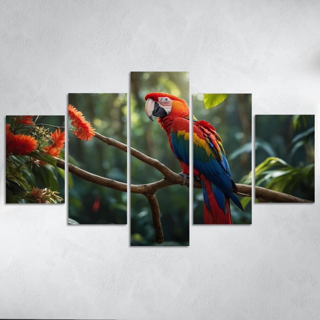 The Vibrant Scarlet Macaw Colorful Messenger Of The Rainforest Modern Paintings Frame