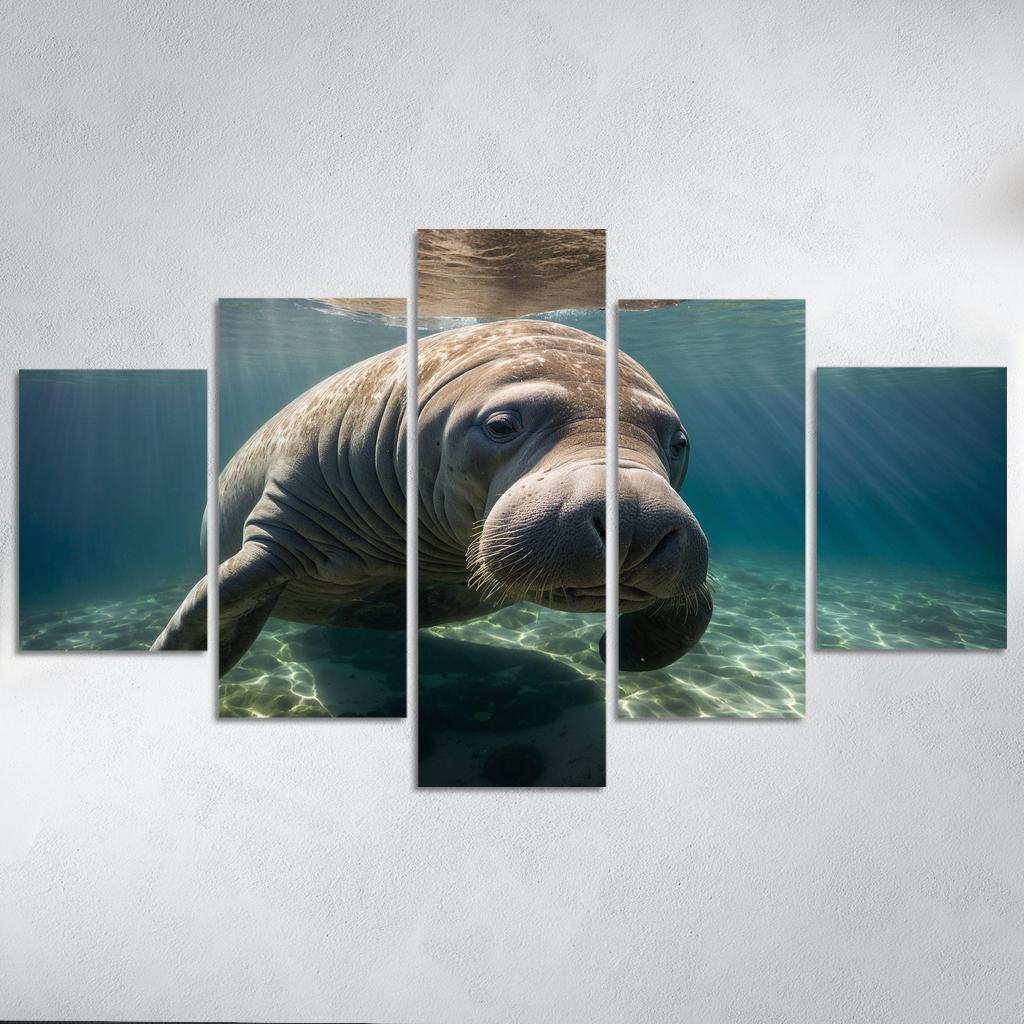 The Mysterious Manatee In Coastal Waters Framed Paintings