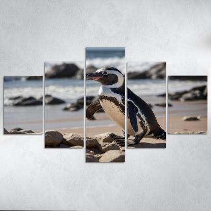 The Magnificent African Penguin The Black-footed Wonder Oil Paintings Frame