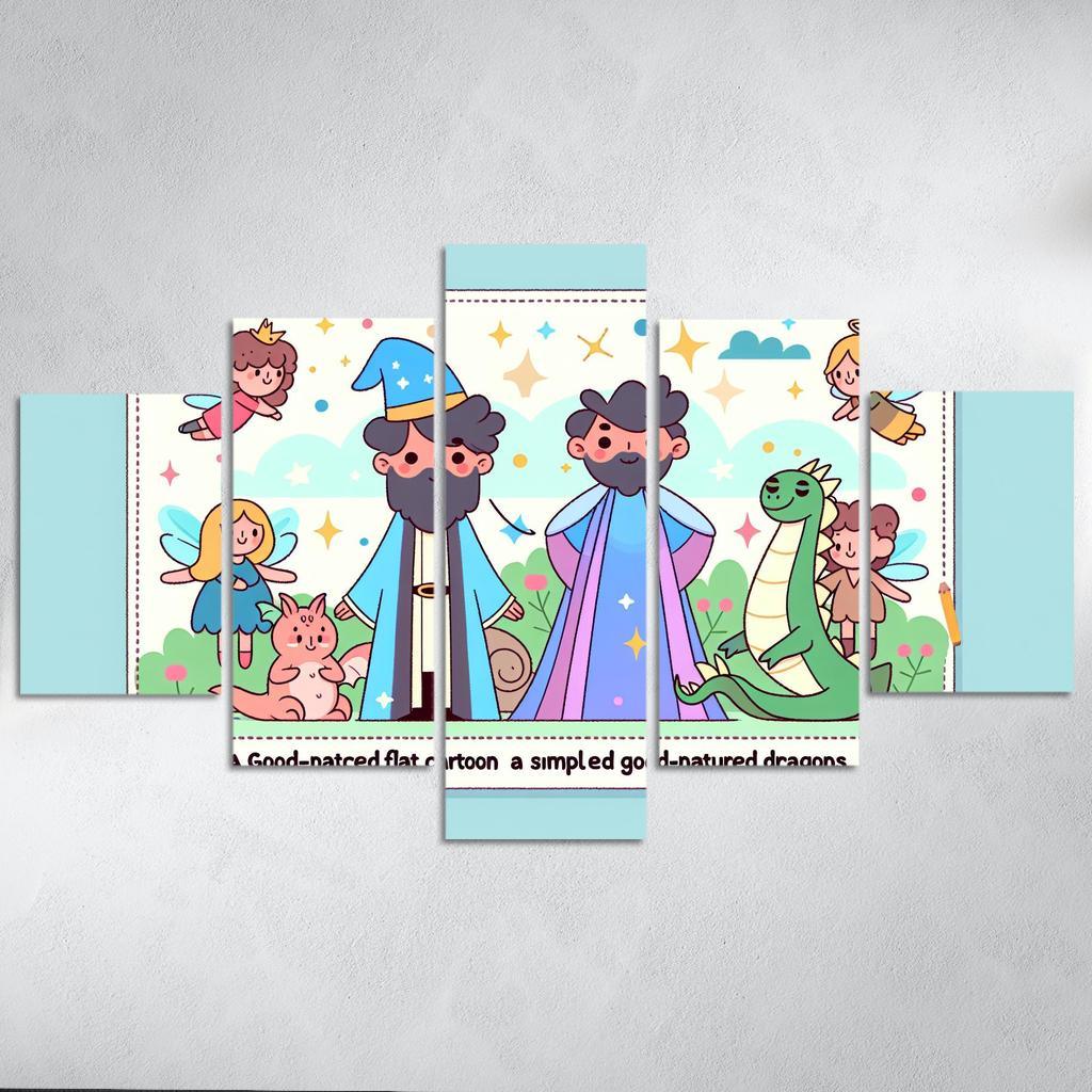 Whimsical Wizard World 5 Piece HD Canvas Wall Art-Original Frame