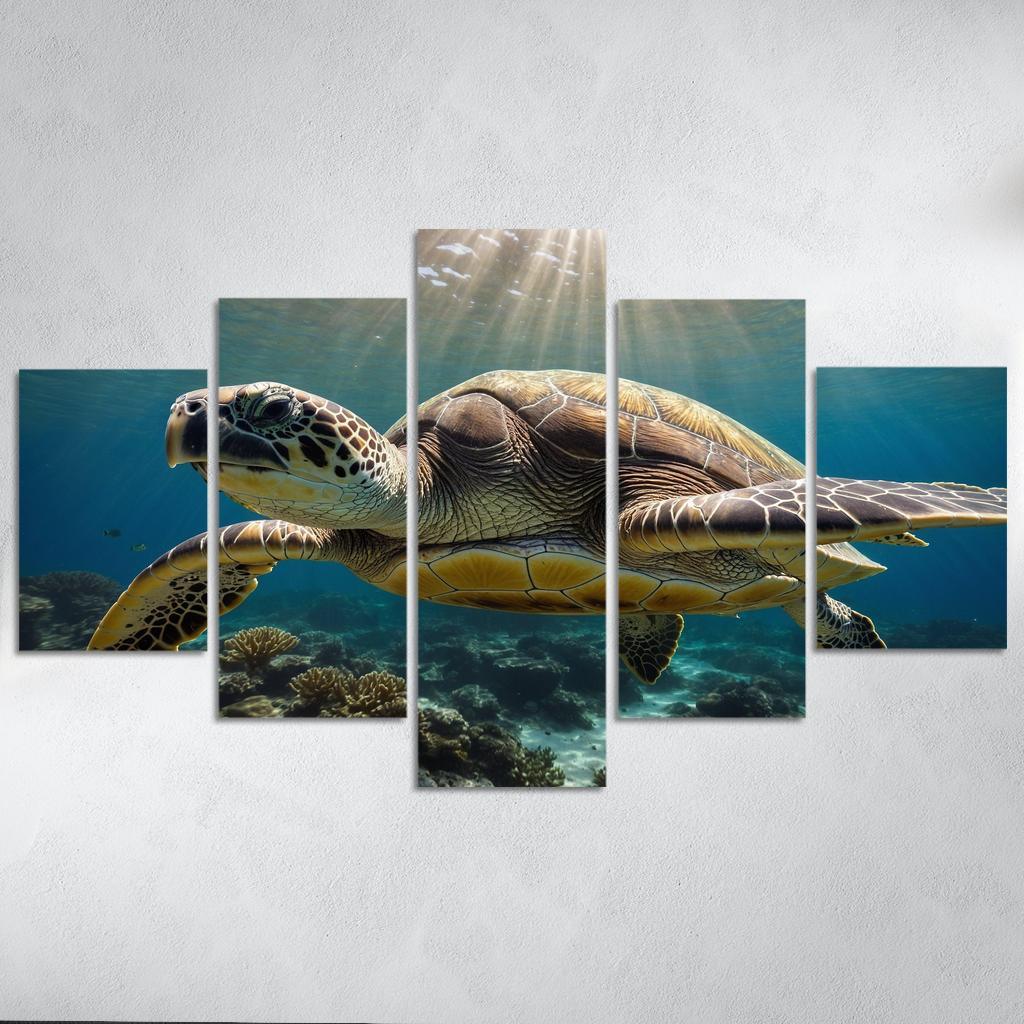 The Stunning Green Sea Turtle Multi-panel Paintings