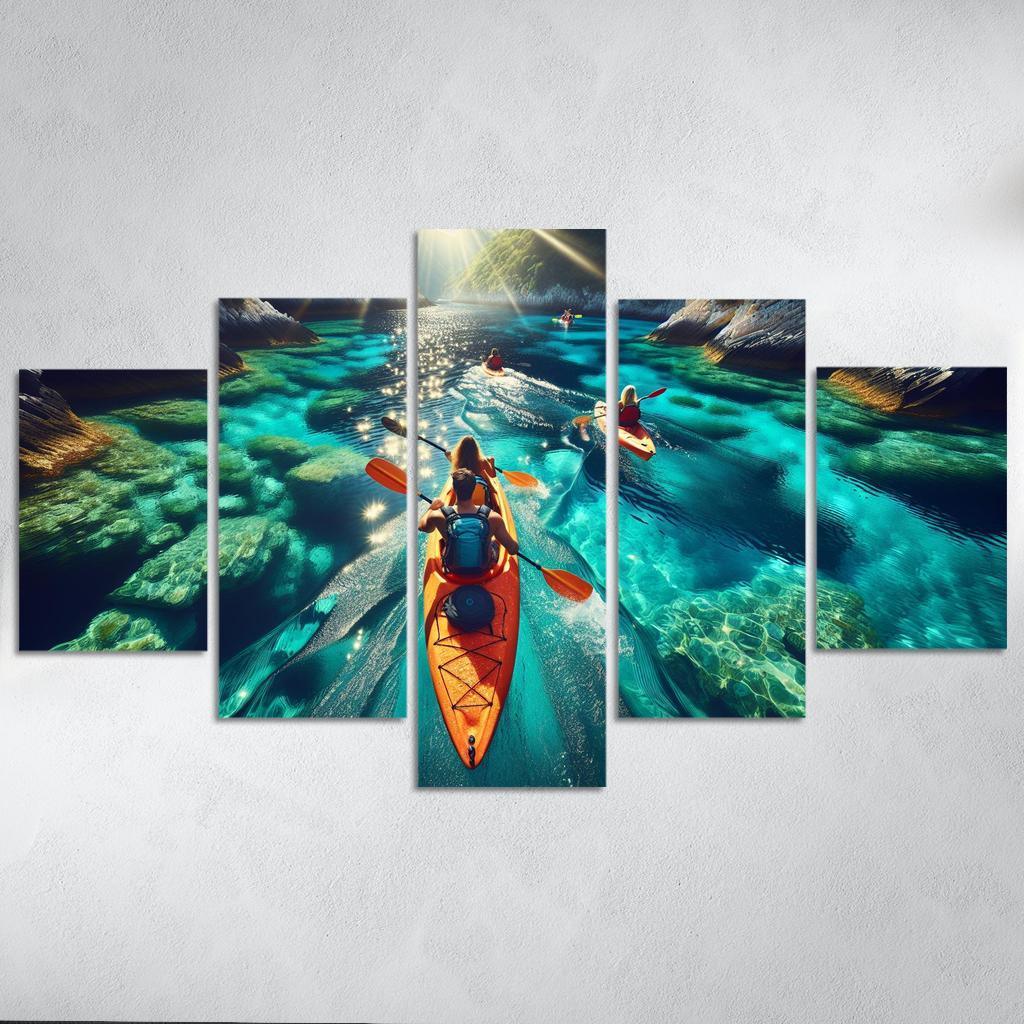 Glistening Waters Kayaking Paradise Abstract Paintings Frame