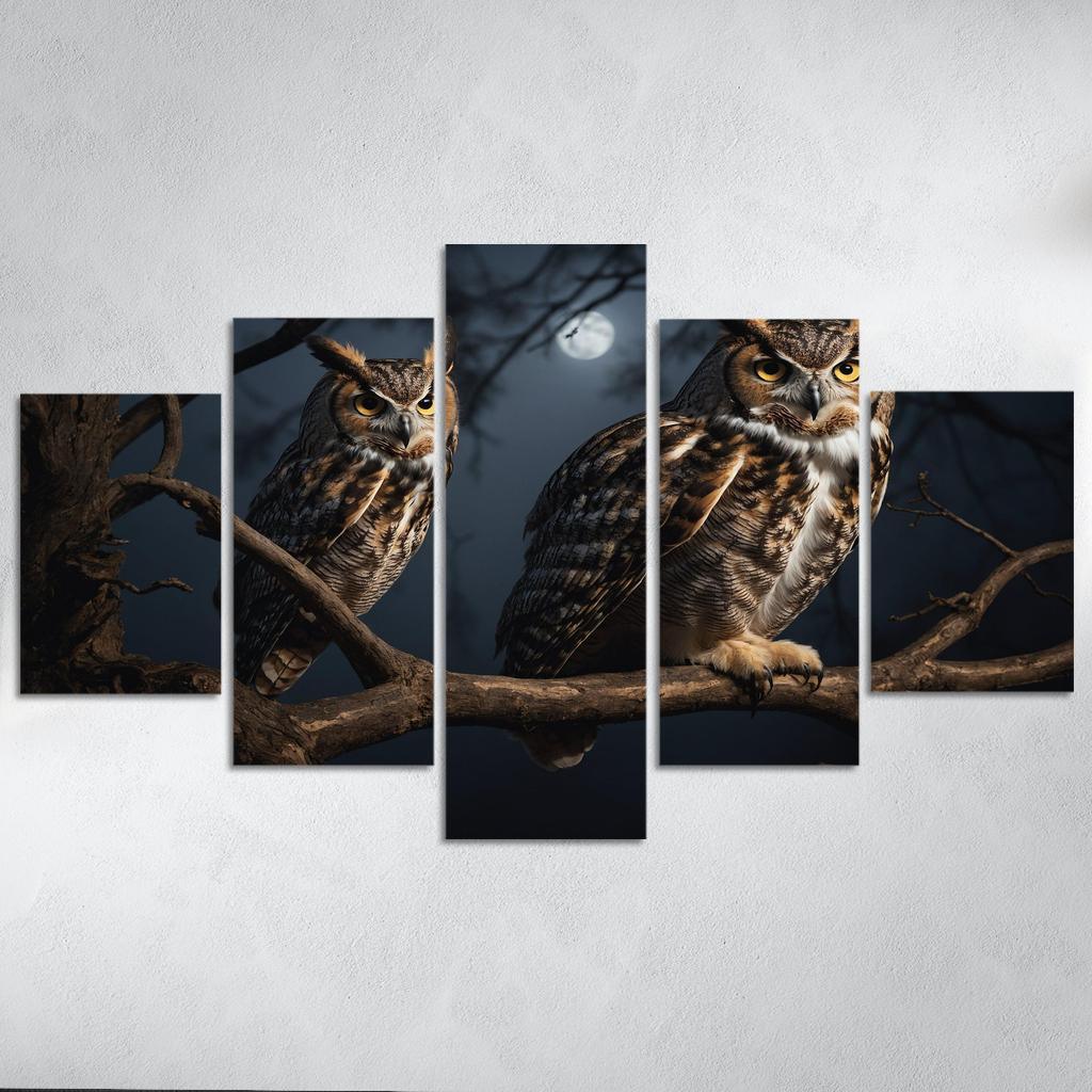 The Elegant Great Horned Owl Multi-panel Paintings