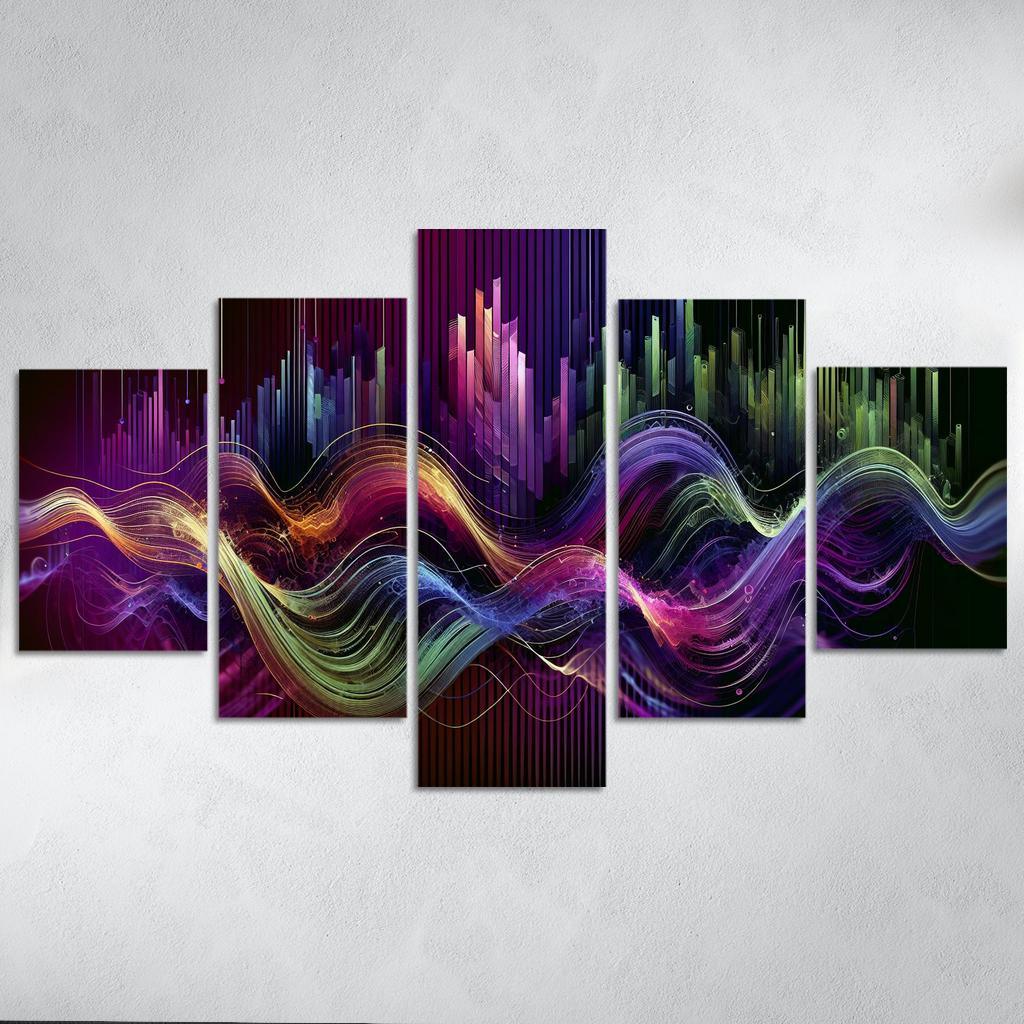 Musical Echoes Harmony 5 Piece HD Canvas Wall Art-Original Frame