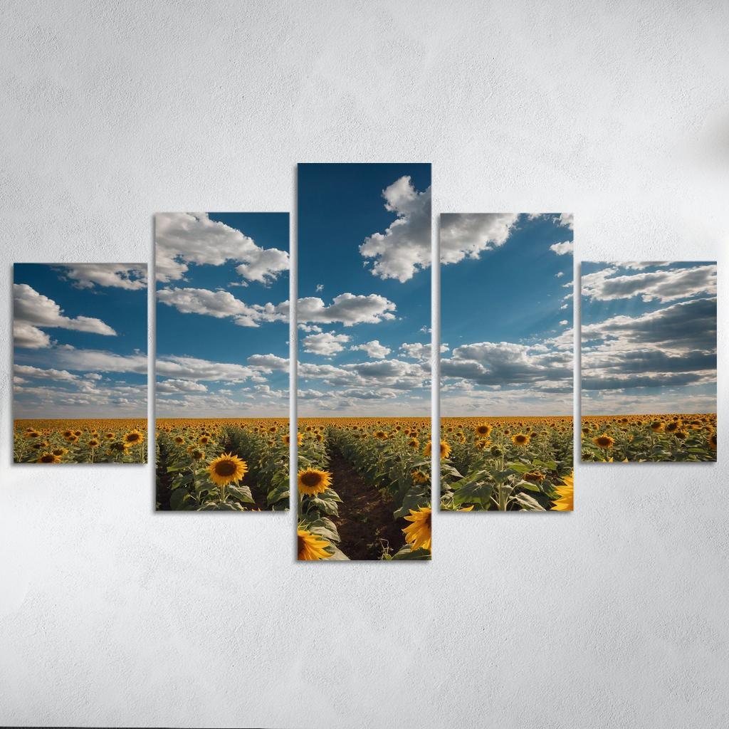 The Radiant Fields Of Golden Sunflowers Oil Paintings Frame