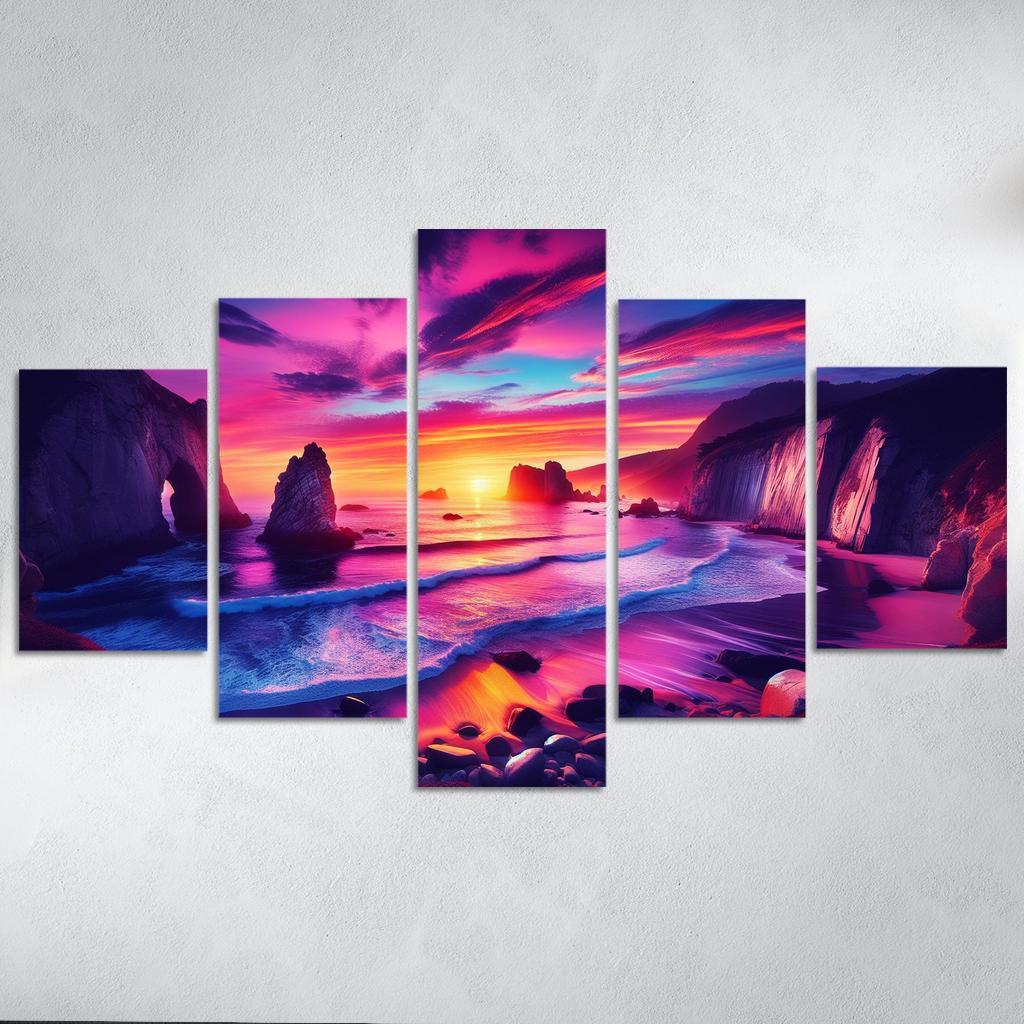 Crescent Bay Sunset Retreat Abstract Paintings Frame
