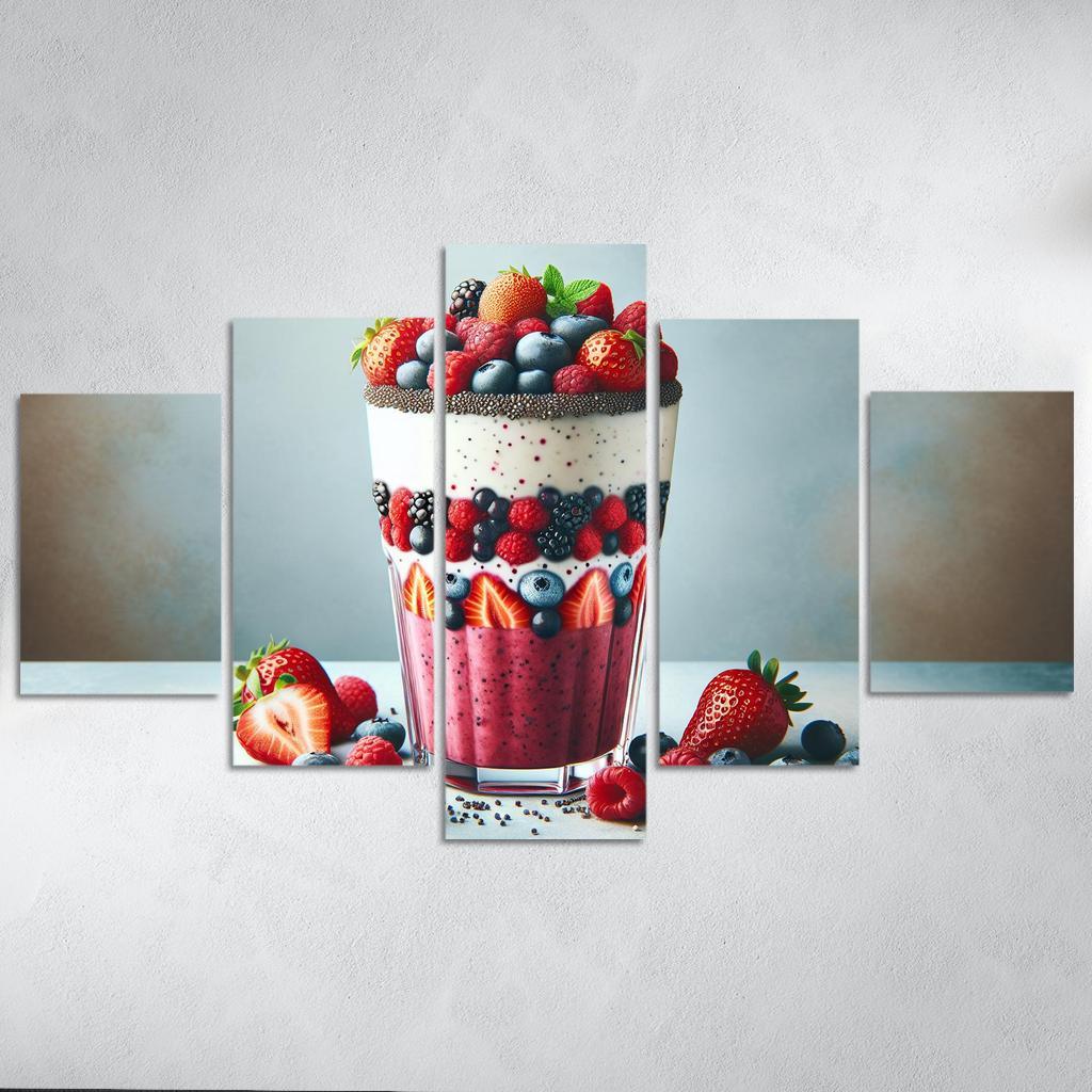 Almond Berry Bliss Smoothie 5 Piece HD Canvas Wall Art-Original Frame