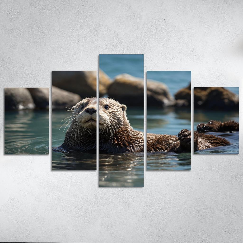 The Playful Sea Otter In Coastal Waters Canvas Paintings Frame