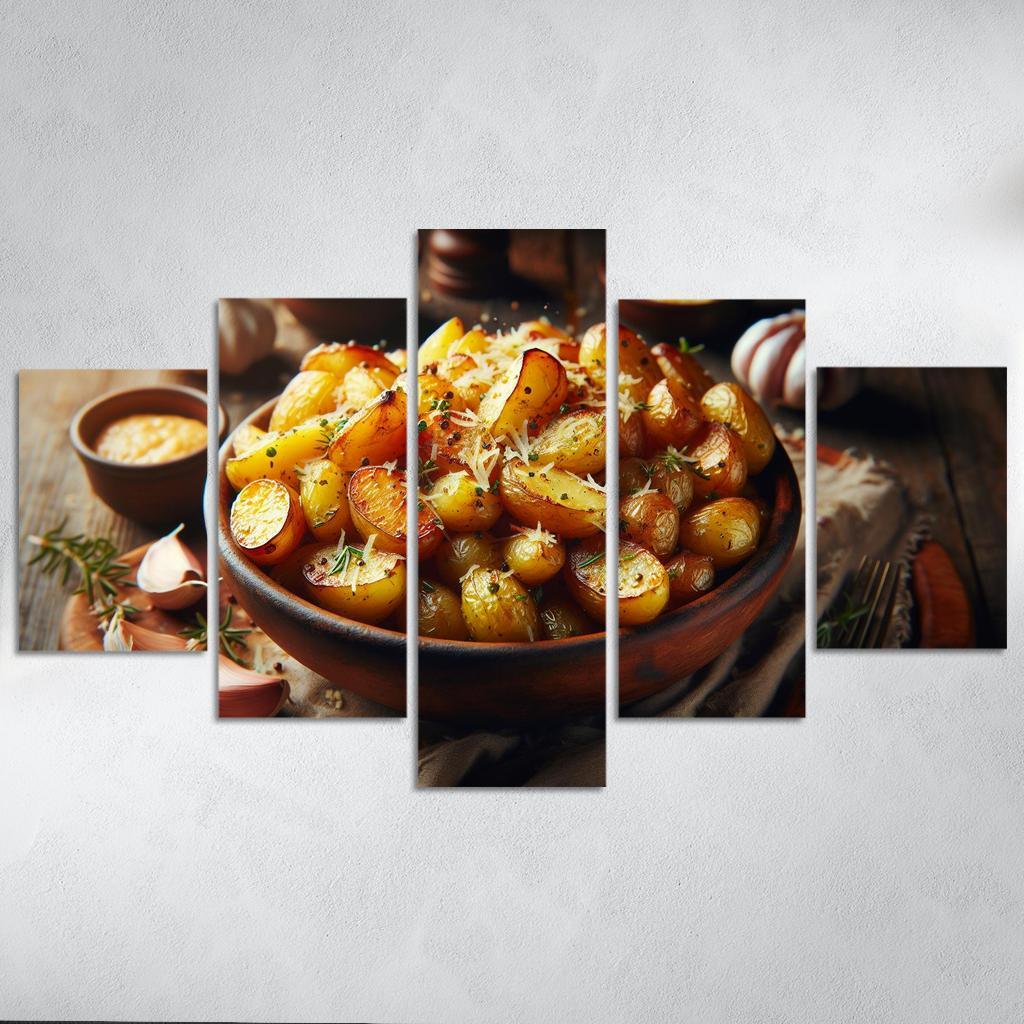 Herbed Garlic Parmesan Roasted Potatoes 5 Piece HD Canvas Wall Art-Original Frame