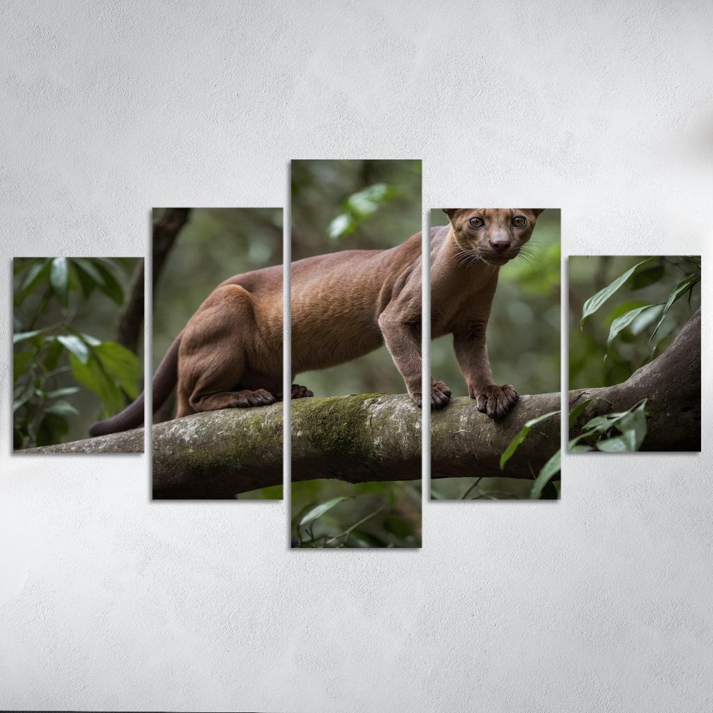 The Unique Fossa In Madagascar's Forests Framed Paintings
