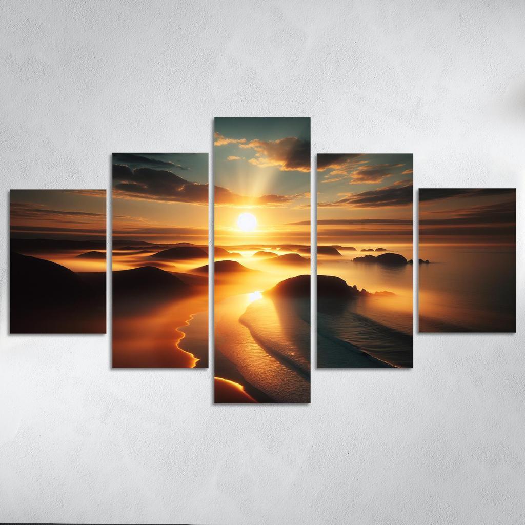Morning Mist Beach Serene Sunrises Custom Paintings Frame
