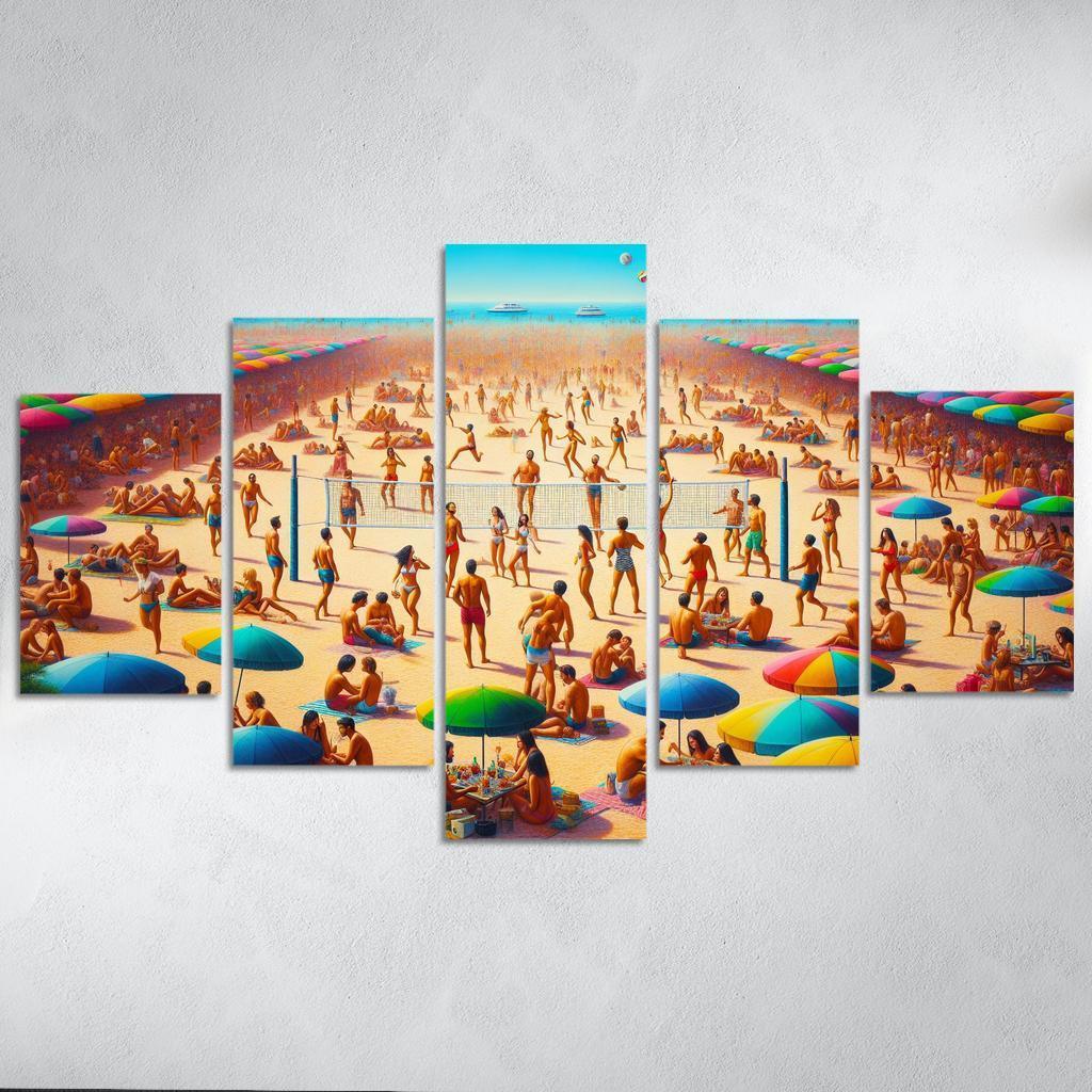 Sunny Retreat Vibrant Beach Life Abstract Paintings Frame