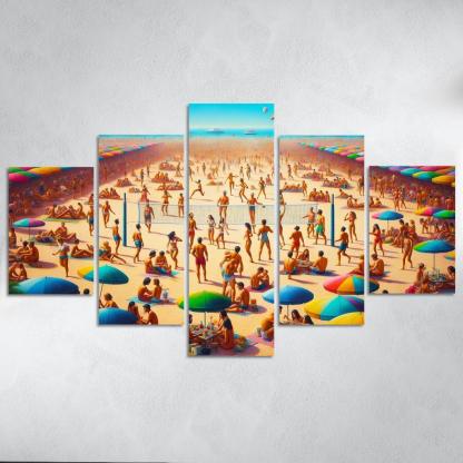 Sunny Retreat Vibrant Beach Life Abstract Paintings Frame