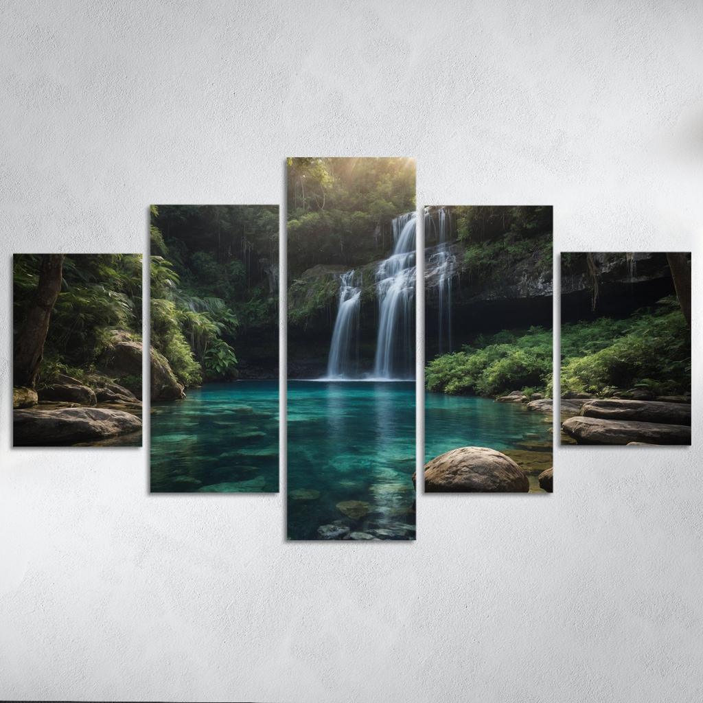 The Cascade Falls Of Sapphire Brook Modern Paintings Frame