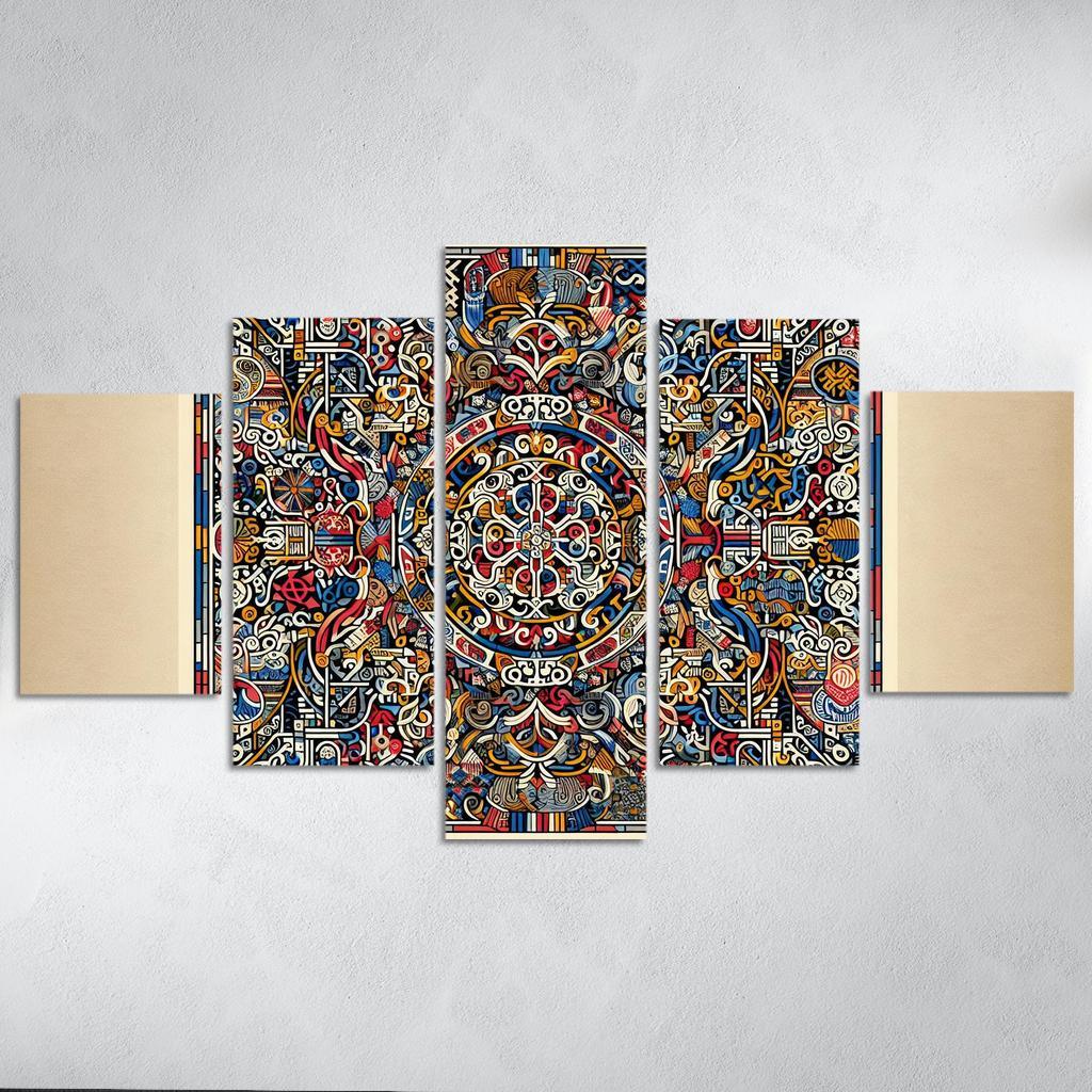 Cultural Mosaic Celebrating Diversity and Heritage 5 Piece HD Canvas Wall Art-Original Frame