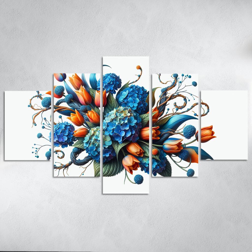 Sculpted Nature An Artistic Floral Installation 5 Piece HD Canvas Wall Art-Original Frame