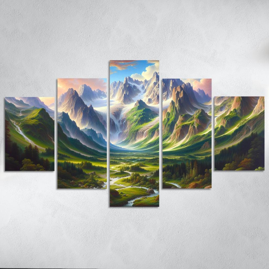 Mountain Melody 5 Piece HD Canvas Wall Art-Original Frame