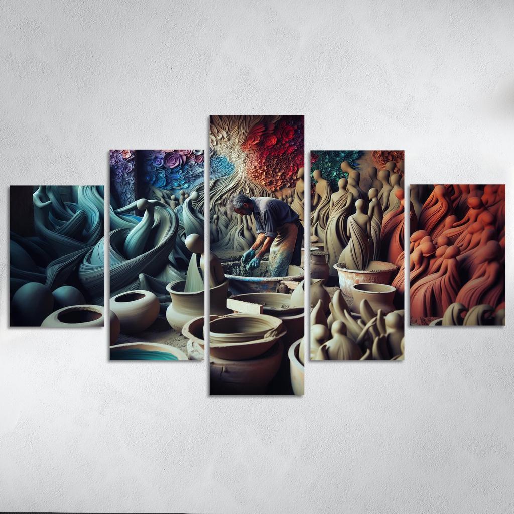 Sculpting Whispers of the Soul 5 Piece HD Canvas Wall Art-Original Frame