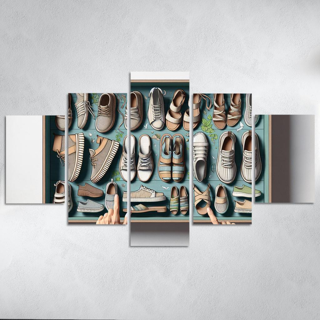 Sustainable Footwear Eco-Conscious Styles 5 Piece HD Canvas Wall Art-Original Frame