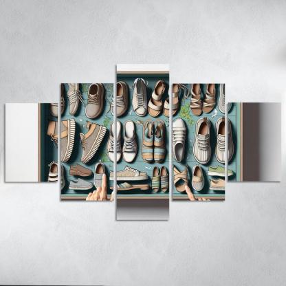Sustainable Footwear Eco-Conscious Styles 5 Piece HD Canvas Wall Art-Original Frame