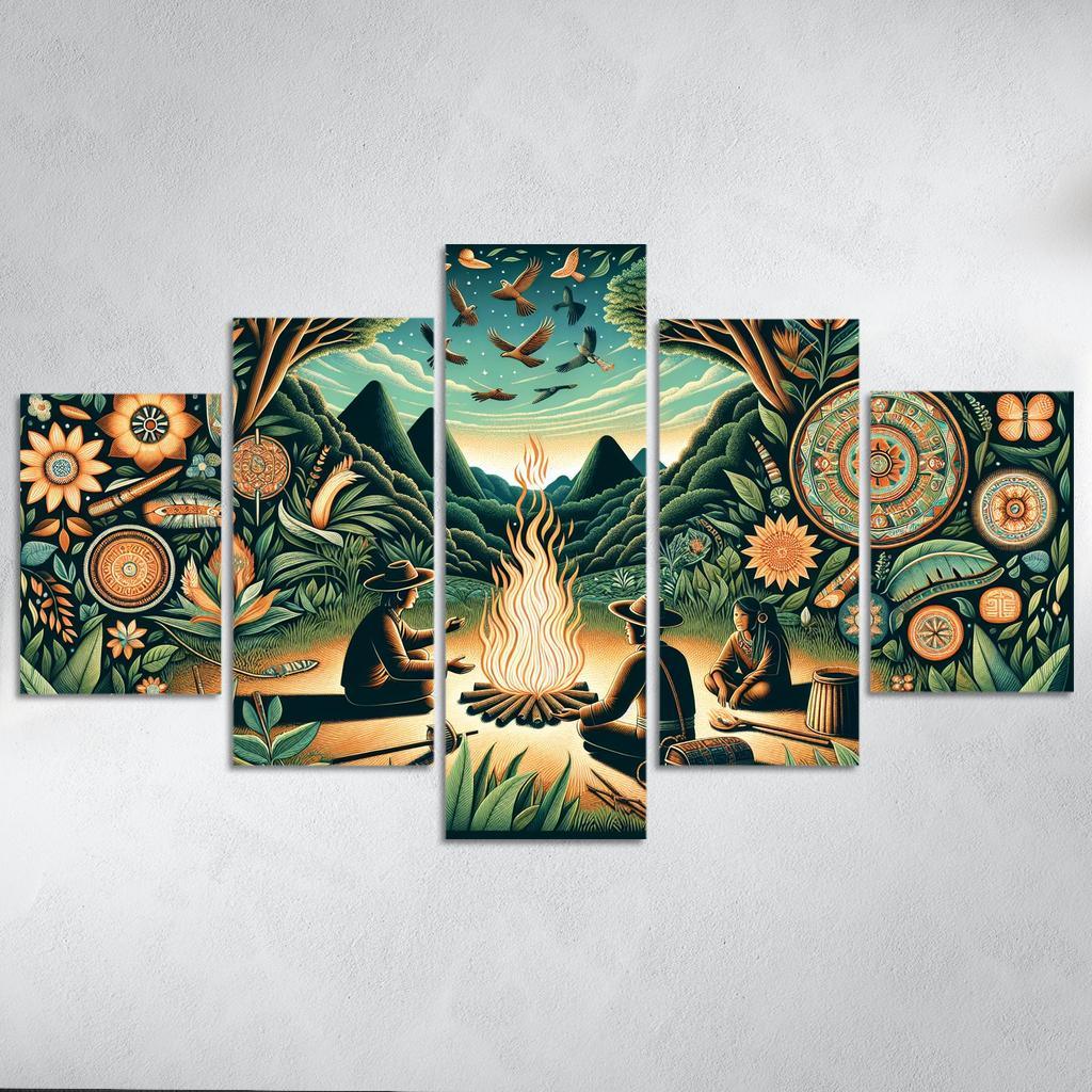 Echoes of the Past Preserving Indigenous Cultures 5 Piece HD Canvas Wall Art-Original Frame