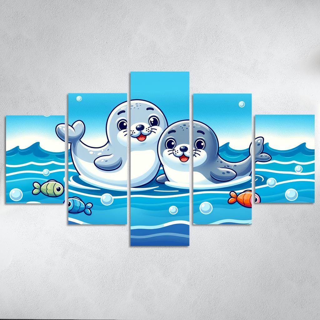 Silly Seals - Ocean Companions Framed Paintings
