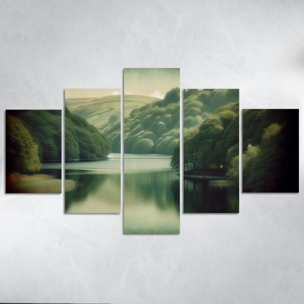 The Serene Vista Of Calm Lake Custom Paintings Frame