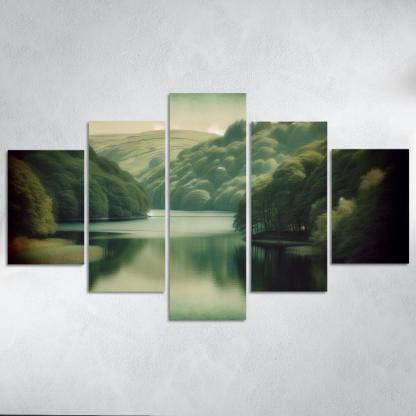 The Serene Vista Of Calm Lake Custom Paintings Frame