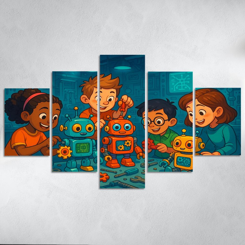 Robot Builders - Stem Creativity Panel Framed Paintings