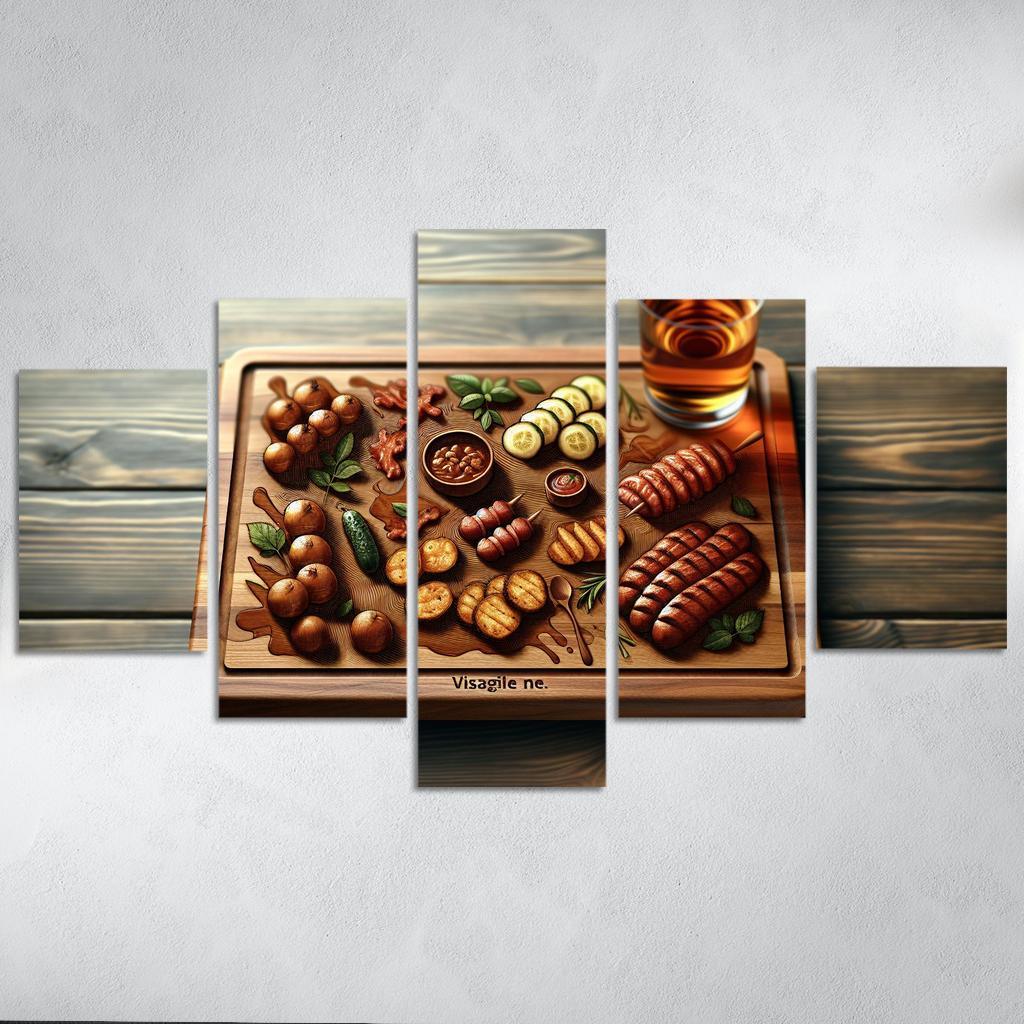 Artisan Wood Serving Board 5 Piece HD Canvas Wall Art-Original Frame