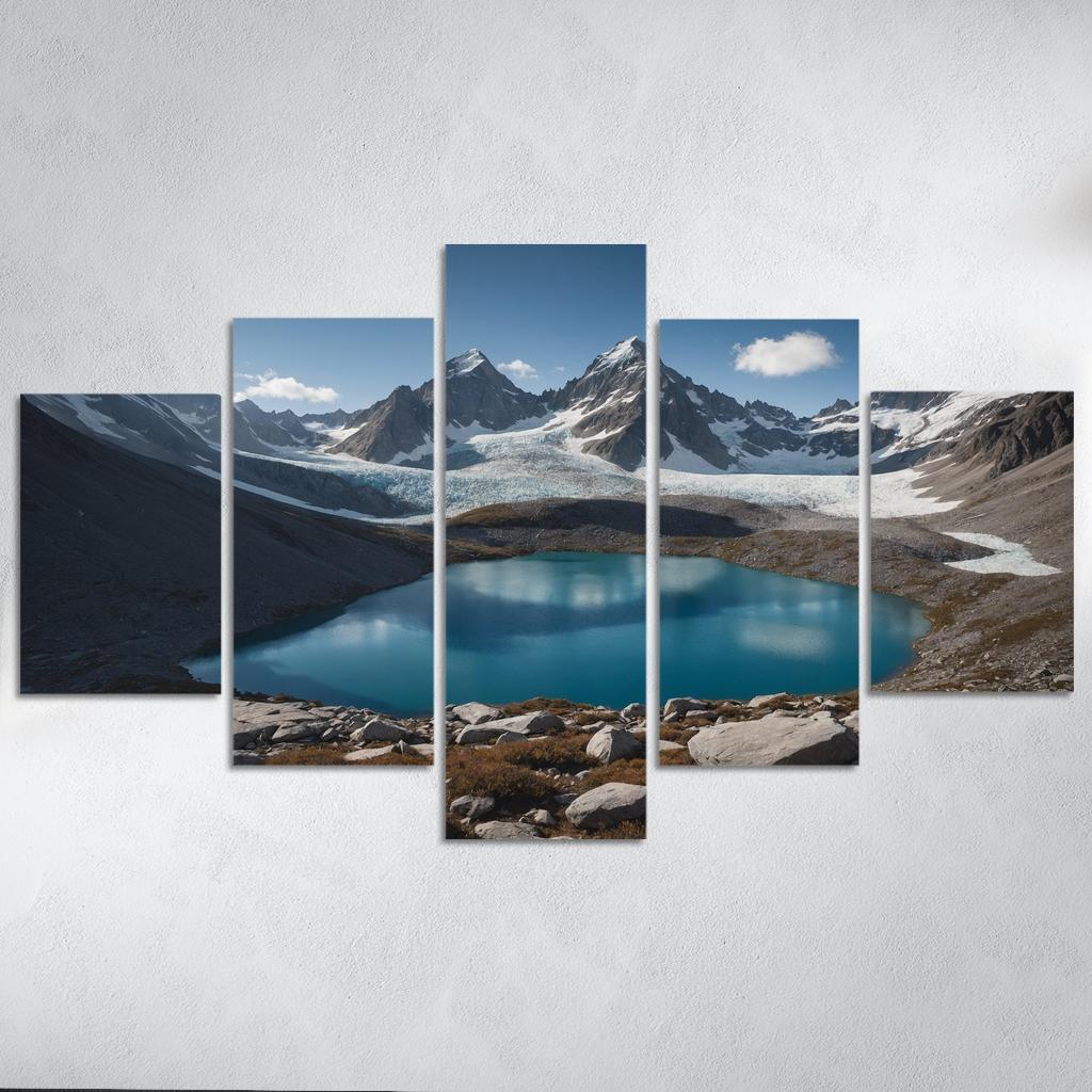 The Majestic Peaks Of Glacier Ridge Modern Paintings Frame