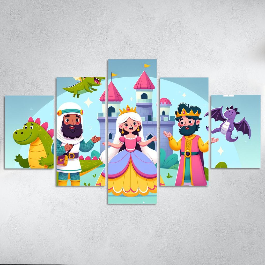 Fairy Tale Friends 5 Piece HD Canvas Wall Art-Original Frame