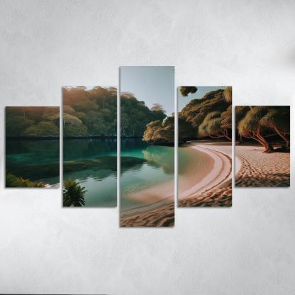 Lagoon Bliss Tranquil Waters For Reflection Abstract Paintings Frame