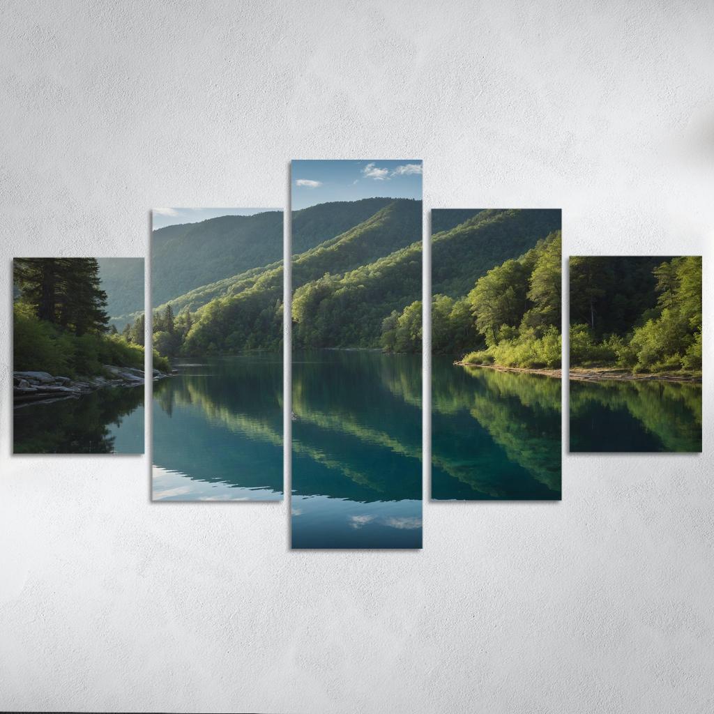 The Mesmerizing View Of Crystal Blue Lakes Oil Paintings Frame