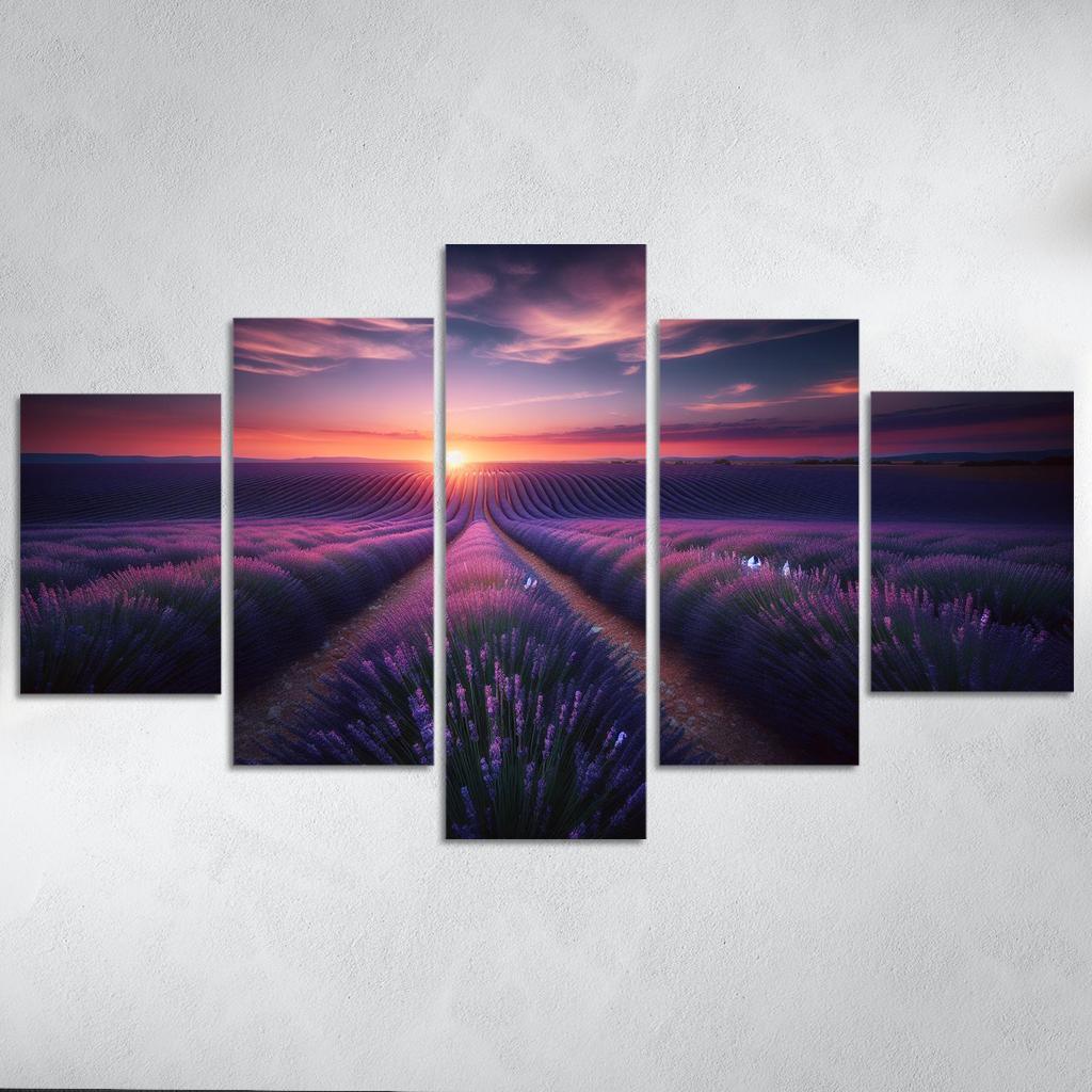 The Dazzling Twilight Over Lavender Fields Custom Paintings Frame