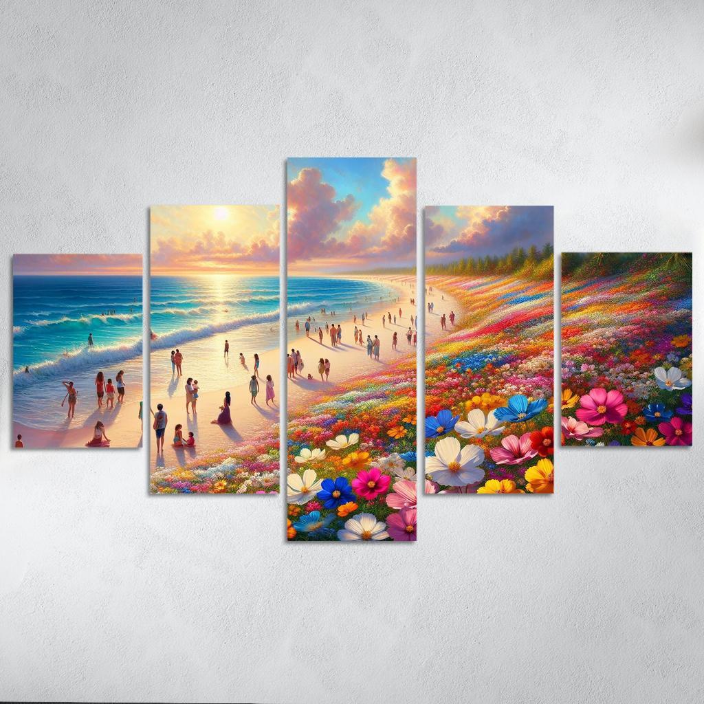Wildflower Beach Natural Flora Haven Oil Paintings Frame